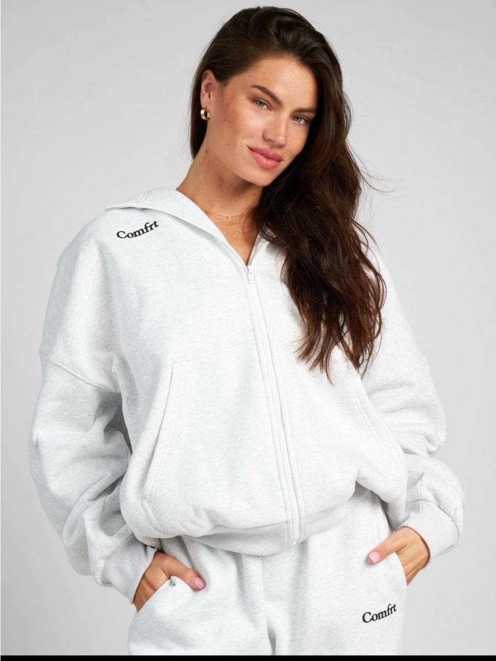 Comftr Lightweight Full-Zip Hoodie - White